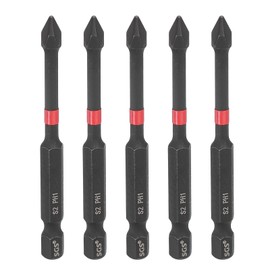 sourcing map 5pcs #1 Phillips Impact Screwdriver Bit PH1 1/4" Hex Shank 3" (75mm) Long Magnetic Cross Head Drill Bits S2 Steel Industrial Screw Driver for Impact Power Drivers, Black/Red