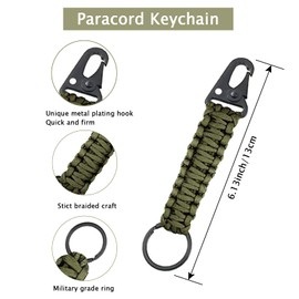 2 Pcs Heavy Duty Paracord Lanyard Braided Keychain Lanyard Parachute Rope Necklace Keychains with Metal Clip and Key Ring for ID Card Badge Holder, Camera, Whistle and Key - Long and Short Size