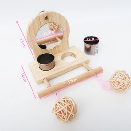 Joyeee Bird Mirror for Cage, with2 Pcs Stainless Steel Bird Feeding & Watering Cup, Bird Perch and Bird Training Toys Small Rattan Balls for Budgies, Parakeets, Lovebirds and Finch Canaries Cage