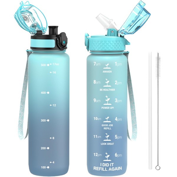 OLDLEY Kids Water Bottle for School, 17 oz (2 lids)