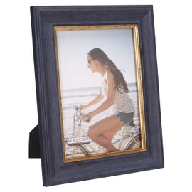 Malden International Designs 5x7 Navy Blue wth Gold Inner Border Picture Frame