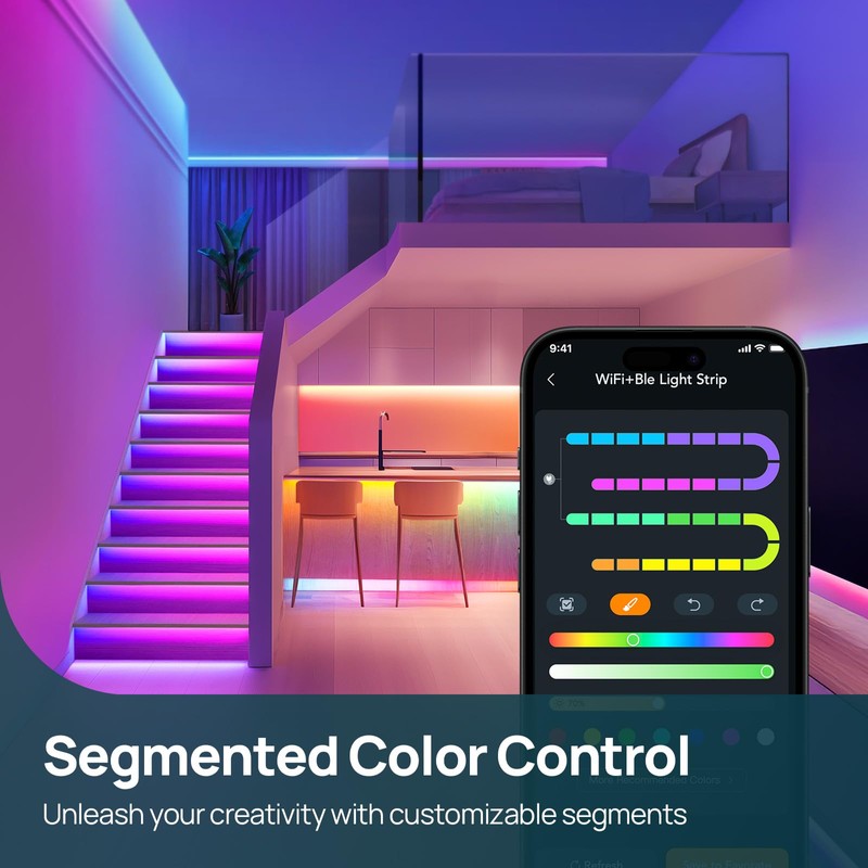 Linkind LED Strip Lights RGB 50ft, Smart Light Strip Work