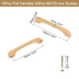 sourcing map 10Pcs Unfinished Wood Drawer Pulls Handles Set 128mm/5.04" Hole Spacing Kitchen Cabinets Knobs Handle Dresser Furniture, Wood Color