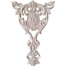 Kelendle Unpainted Carved Wooden Onlay Wood Applique Furniture Decals for Home, Wall, Door, Cabinet Decoration (15.75 x 11.02 x 0.47 inches)
