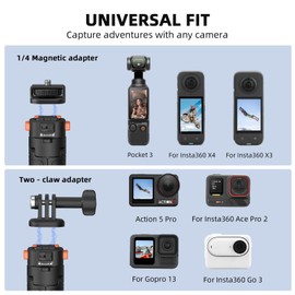 64in Pocket 3 Selfie Stick Tripod for GoPro Camera, Extendable Stand with Quick Release 1/4'' Screw Vlog for DJI Osmo Pocket 3 Action 5 Pro 4 3 for Insta360 X4 X3 X2 for AKASO DSLR Accessories