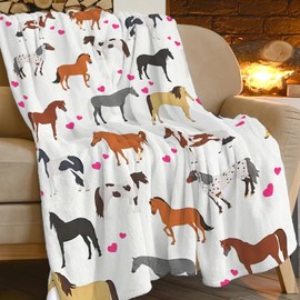 Horses Blanket for Girls Woman Horse Throw Blanket Horse Stuff Decor Merch Cozy Flannel Soft Warm Plush Lightweight Bedding Horse Gifts for Horse Lover Kids Boy Man Sofa Bedding Couch 50"X40"