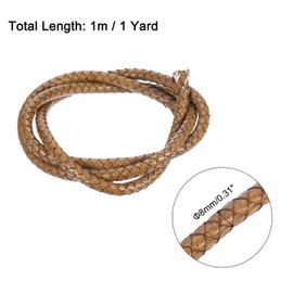 MECCANIXITY Braided Leather Cord, Round Leather Bolo Tie String Rope for Crafts, Jewelry Making, Necklace, Bracelets, 8mm x 1m, Retro Brown