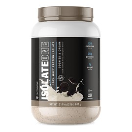 NutraOne IsolateOne Whey Isolate Protein Powder 100% Pure Whey Isolate Powder (Cookies & Cream - 28 Servings)