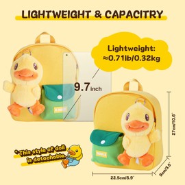 B.Duck Plush Backpack Cute Duck Design with Zipper Shoulder Bag for Gifts (B.DUCK)