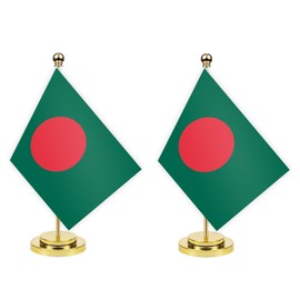 2PCS Bangladesh Desk Flag,12 inch Tall Small Bangladeshis Indoor Banner,Tiny Printing Decor For Office Home Table