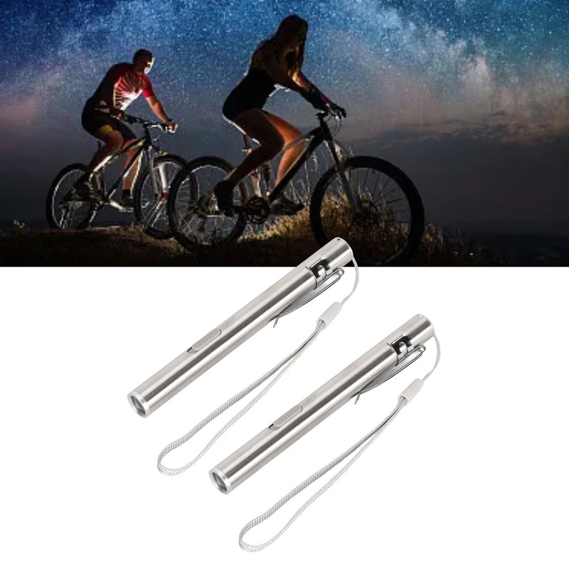 2Pcs Mini Flashlight Pocket Clip Stainless Steel ABS Rechargeable 600mAh