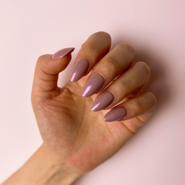 MRSCOL Press on Nails-Glitter Taro Pink,Press on Nails Almond,Press on