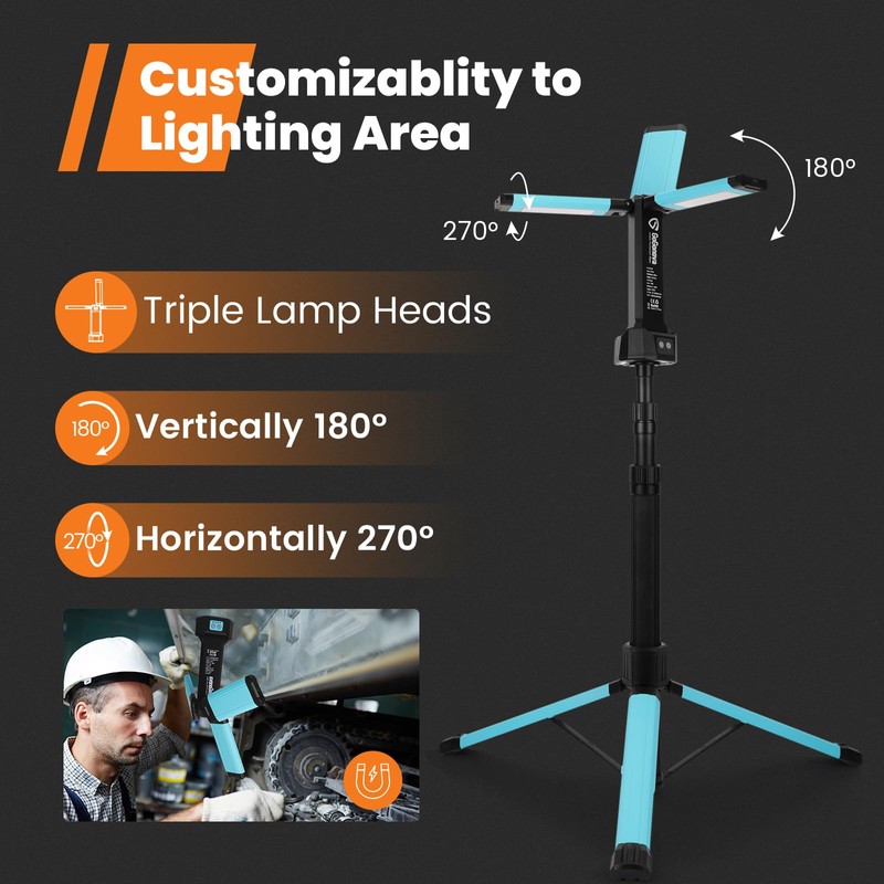 Rechargeable Work Light with Stand, GoGonova Cordless Work Light with
