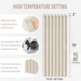 Vatge Closet Curtains, Accordion Style Door Curtains for Doorways, Pleated Folding Doors Curtain for Closet and Room Divider, 1 Panel, W39 x L78, Beige