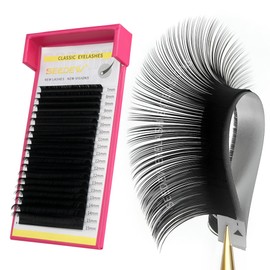 SEEDEW Classic Individual Eyelash Extensions, New Upgraded 20 Rows/Tray 12mm DD Curl 0.07mm, Single Natural Soft Volume Lashes Grafting for Lash Artist Beauty Salon (Matte Black-0.07-DD-12mm)