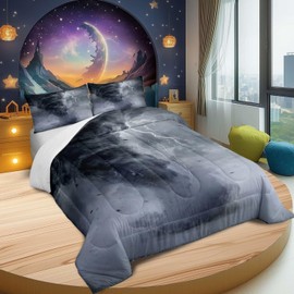 3D Tornado Comforter for Boys Kids Girls Lightning Comforter Set Full Size Home Decor Soft Natural Disaster Bedding Set Tornado Pattern All Season Teen Bedroom Down Duvet,1 Comforter with 2 Pillowcase