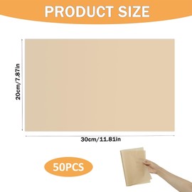 50PCS Greaseproof Paper Sheets, 20 x 30cm Parchment Paper Sheets for Baking Non-Stick Pre-Cut Unbleached Baking Papers Waterproof Cooking Papers for Oven Air Fryer Grilling Steaming
