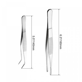 uxcell 3pcs 5.5-inch, 6.3-inch Stainless Steel Tweezers with Serrated Tip (Straight Blunt Tip, Curved Pointed Tip)