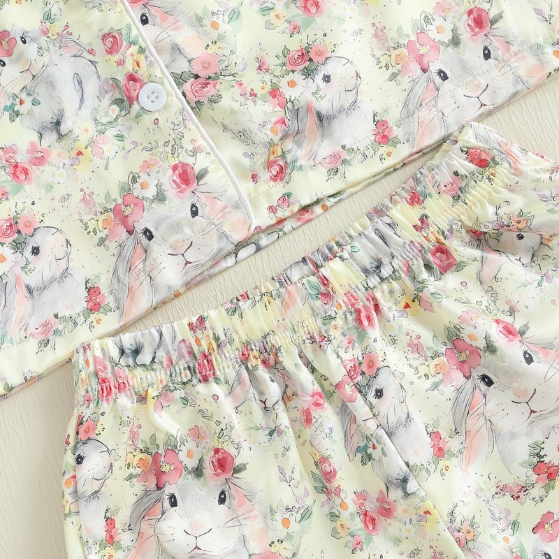 Kuriozud Baby Girl Pajamas Silk Stain Pjs Summer Shirt Tops+Shorts