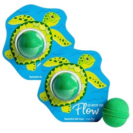 Cait + Co Relaxing Bath Bomb Giftable, 3.5 Ounce Coconut Milk Recipe, Amber and Moss Scent, Sea Turtle - Pack of 2