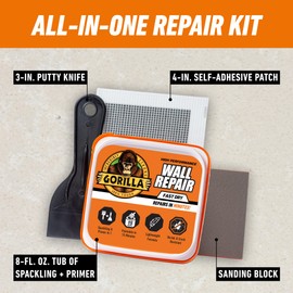 Gorilla Wall Repair Kit Featuring Gorilla Heavy Duty Wall Repair Spackling + Primer White