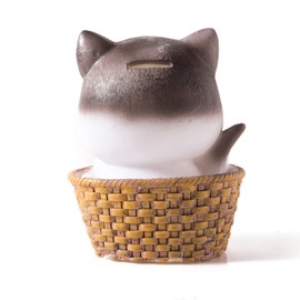 Happy Maneki Neko Money Box, For Interior Decoration, Just By Placing It In Your Room, Raising Your Luck, Cute Cat, Lovely Gray