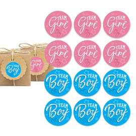 TAMUNI 120 PCS Gender Reveal Stickers - Adorable Team Boy and Team Girl Stickers for Baby's Gender Reveal - Perfect for Baby Showers and Voting Games