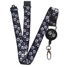 SpiriuS Retractable Reel Lanyard Neck Strap for id Card Badge Holder with Safety Clip Breakaway (Animal Paws)