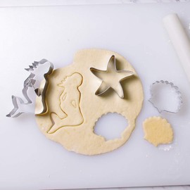 Mermaid Cookie Cutter Set - Set of 3 - Mermaid, Starfish and Seashell - Stainless Steel
