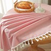meioro Round Tablecloth, Solid Colour Table Linen, Tassel Tablecloths, Cotton