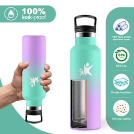 JAPORIA Borraccia con Cannuccia 750 ml, a Prova di Perdite, Borracce Termica, Borraccia Termica Acciaio Inox, senza BPA, Bottiglia Acqua per Bevande Gassate, Palestra, Campeggio