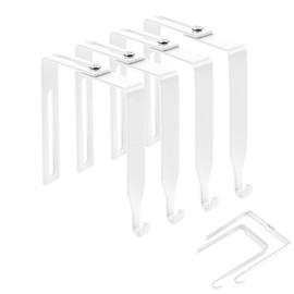 4 Pack Adjustable Cubicle Hooks Metal Over The Door Mirror Hooks Cubicle Hangers Universal Door Hangers for Hats, Fit Panels with 1.4" to 3.5" Thickness (White)