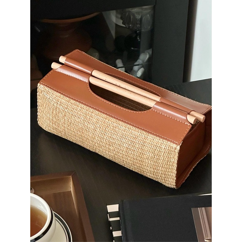 Rattan Tissue Box Cover,Wicker Tissue Box Holder,Rectangle Guest Bathroom
