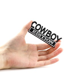 CARRUN Cowboy Edition Emblem Car Side Rear Front Trunk Door Fender Bumper Metal Badge 3D Decal Sticker Fit forF-150 F250 F350 Silverdo 1500 2500 Sierra GMC Chevy C10 C15 Truck SUV(Black White)(CR-CB)