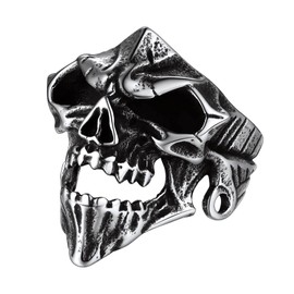 Men's Skull Head Ring Stainless Steel Statement Rings Jewelry