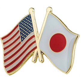 United States USA & Japan Friendship National Flag Enamel Metal Pin Badge Diplomat Lapel – 2.4cm x 1.9cm – Hard Enamel Crossed Flags Lapel Pin – American Japanese