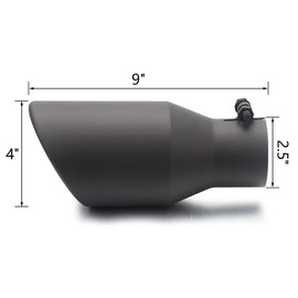 LCGP 2.5 Inch Inlet Exhaust Tip, 2.5" x 4" x 9"Black Exhaust Tailpipe Tip for Truck With Bolt On Design