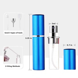 Refillable Perfume Atomizer Travel Spray Bottle for Cologne - 5ml Portable Refill Pump, Empty Mini Cosmetic Dispenser for Traveling (6 Pack, 6 Colors)