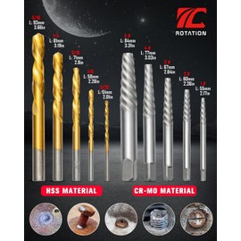 10pc Screw Extractor and Left Hand Drill Bits Set