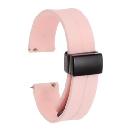 QUARKZMAN Magnetisches Silikon Uhrenarmband 16mm Schnellwechsel Weiches Gummi Wasserdichtes Ersatzarmband mit schwarzem Metall-Faltschließe für Männer und Frauen, Pink