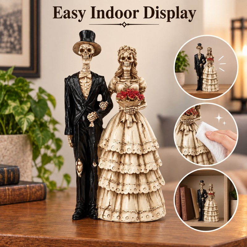 Skeleton Couple Statue for Gothic Home Decor – Resin Bride