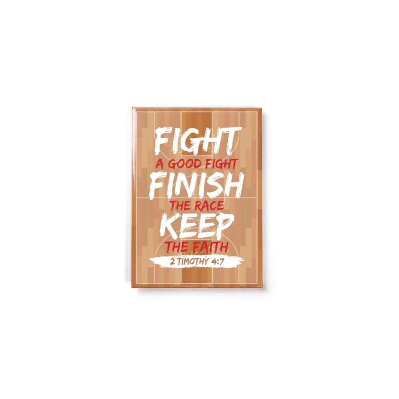 Christian Magnets for Refrigerator - Basketball - 2 Tim 4:7,