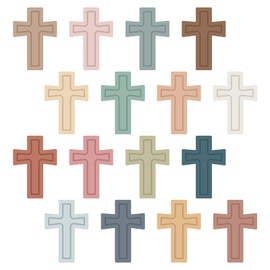 AnyDesign Boho Cross Cutouts with Glue Points 16 Colors Cross Shape Paper Cut-Outs Easter Christian Bible Jesus Resurrection Bulletin Board Decor for DIY Craft Art School Home Party Favor, 80Pcs