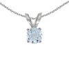 14k White Gold Round Aquamarine Pendant with 18" Chain