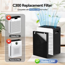4-Pack C300 Replacement Filter Compatible with MOOKA C300 Air Purifier