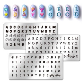 PH PandaHall 3pcs Letter Number Nail Stamping Plates, 3 Styles Alphabet Nail Stamper Typeface Nail Art Stencils Print Nail Stencils Stainless Steel Nail Picture Plate for Nail Art Design Manicure