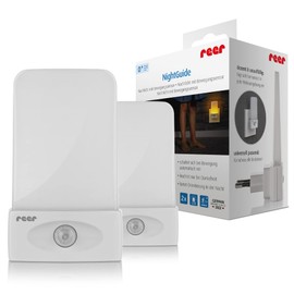 reer NightGuide Night Light for Socket - with Twilight Sensor - Orientation Light in the Dark, Pack of 2, White