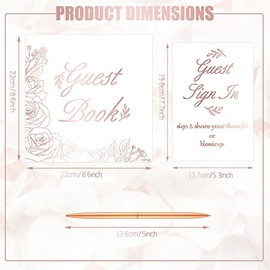 Junkin Libro de Invitados de Boda con Bolígrafo y Tarjetas de Mesa 9 x 9 Pulgadas Libro de Visitas Libro de Registro de 50 Hojas para Recepción de Bodas Libro de Recuerdos de Boda Fiesta (Clásico)