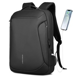 Business Laptop Backpack, Water Resistant Travel Backpack with USB Charging Port, Anti Theft Commute College Backpack for Men Women, Computer Work Bag Casual Daypack Fits 15.6 Inch Notebook - Black