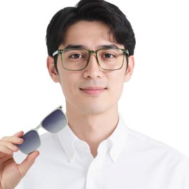 OCCI CHIARI Blue Light Cut & Magnetic Polarized Dual Purpose Glasses, Square Type, For Men, green